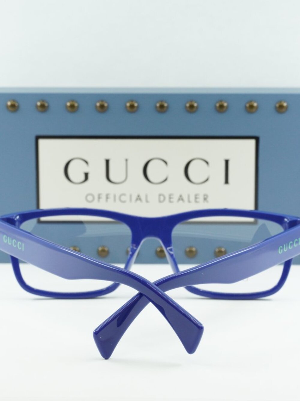 Gucci GG1141O 002 Rectangle Eyeglasses – Blue 56mm - Picture 9 of 10